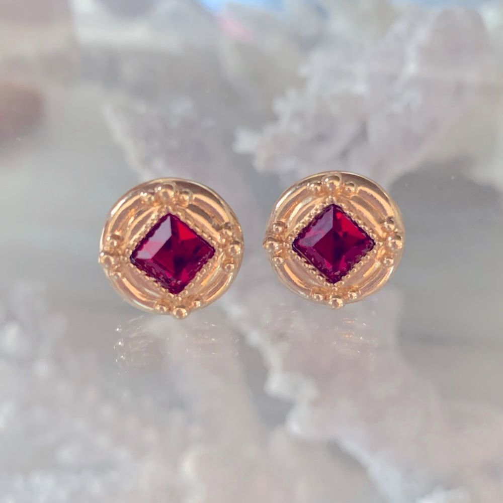 Swarovski Gold Red Crystal Earrings